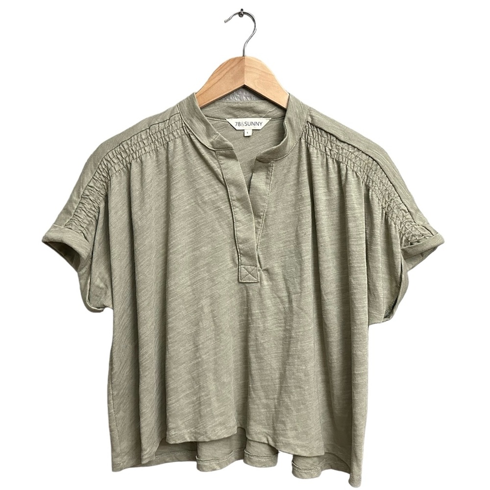 78&Sunny Cambria Split Neck Dolman Top in Sage